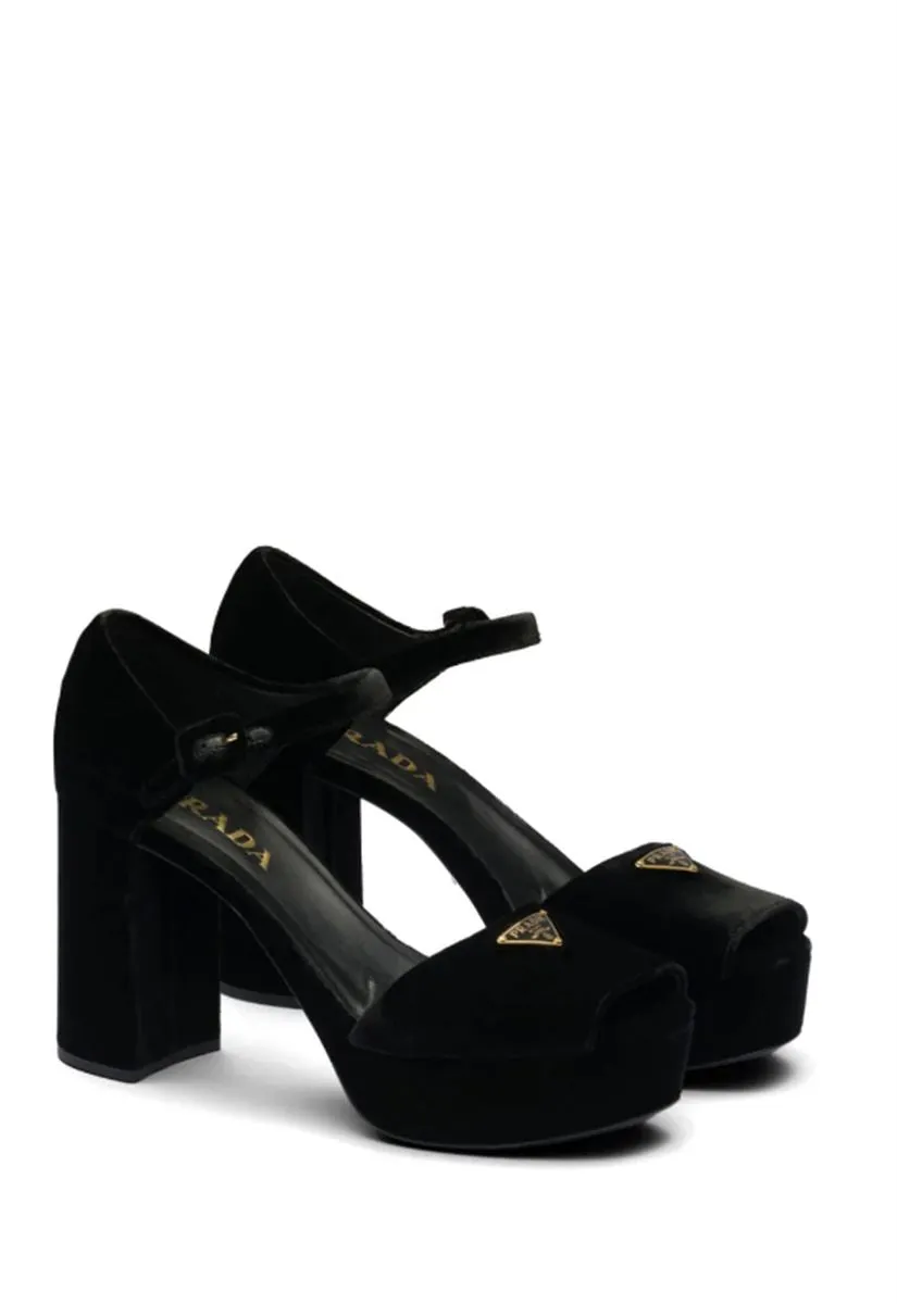 95MM VELVET PLATFORM SANDALS