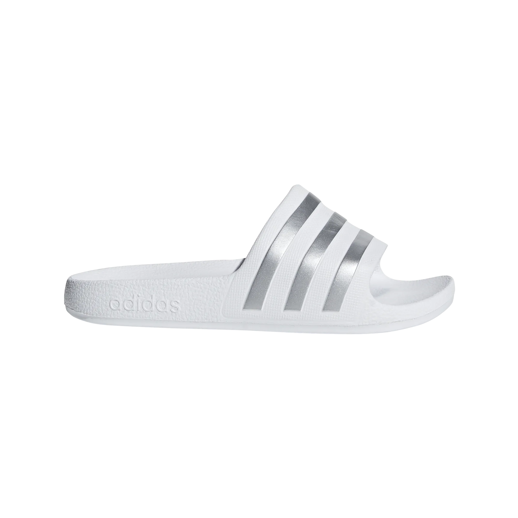 Adidas Kids Adilette Aqua Slides- White/Silver