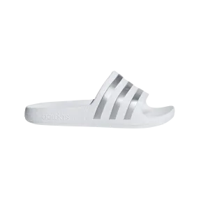 Adidas Kids Adilette Aqua Slides- White/Silver