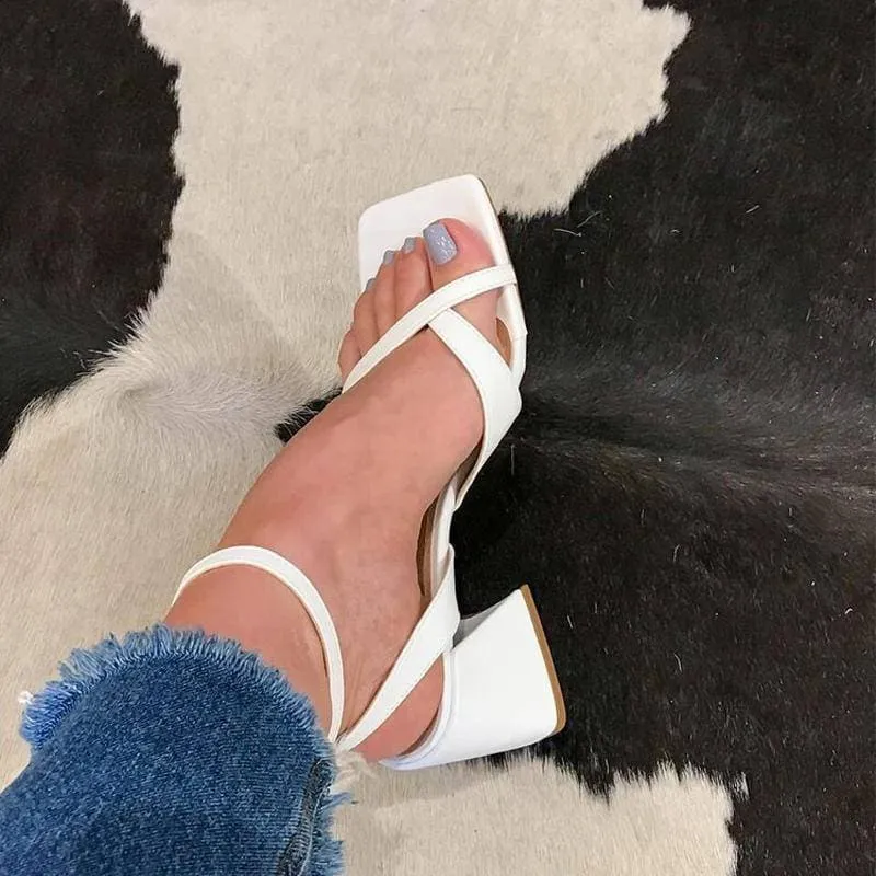 Adjusting Buckle Chunky Heel Sandals