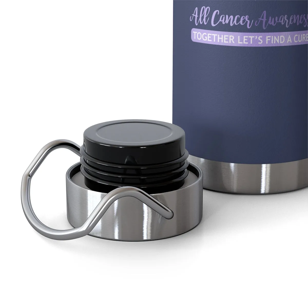 All Cancer Awareness Heart Copper Vacuum Insulated Bottle, 22oz - Several Colors Available