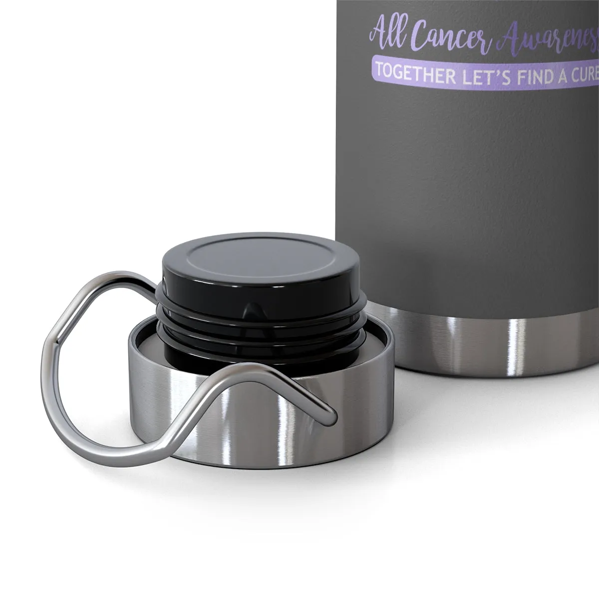 All Cancer Awareness Heart Copper Vacuum Insulated Bottle, 22oz - Several Colors Available