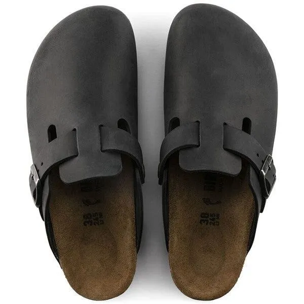 BIRKENSTOCK BOSTON OILED SUEDE LEATHER CLOGS_ WOMEN