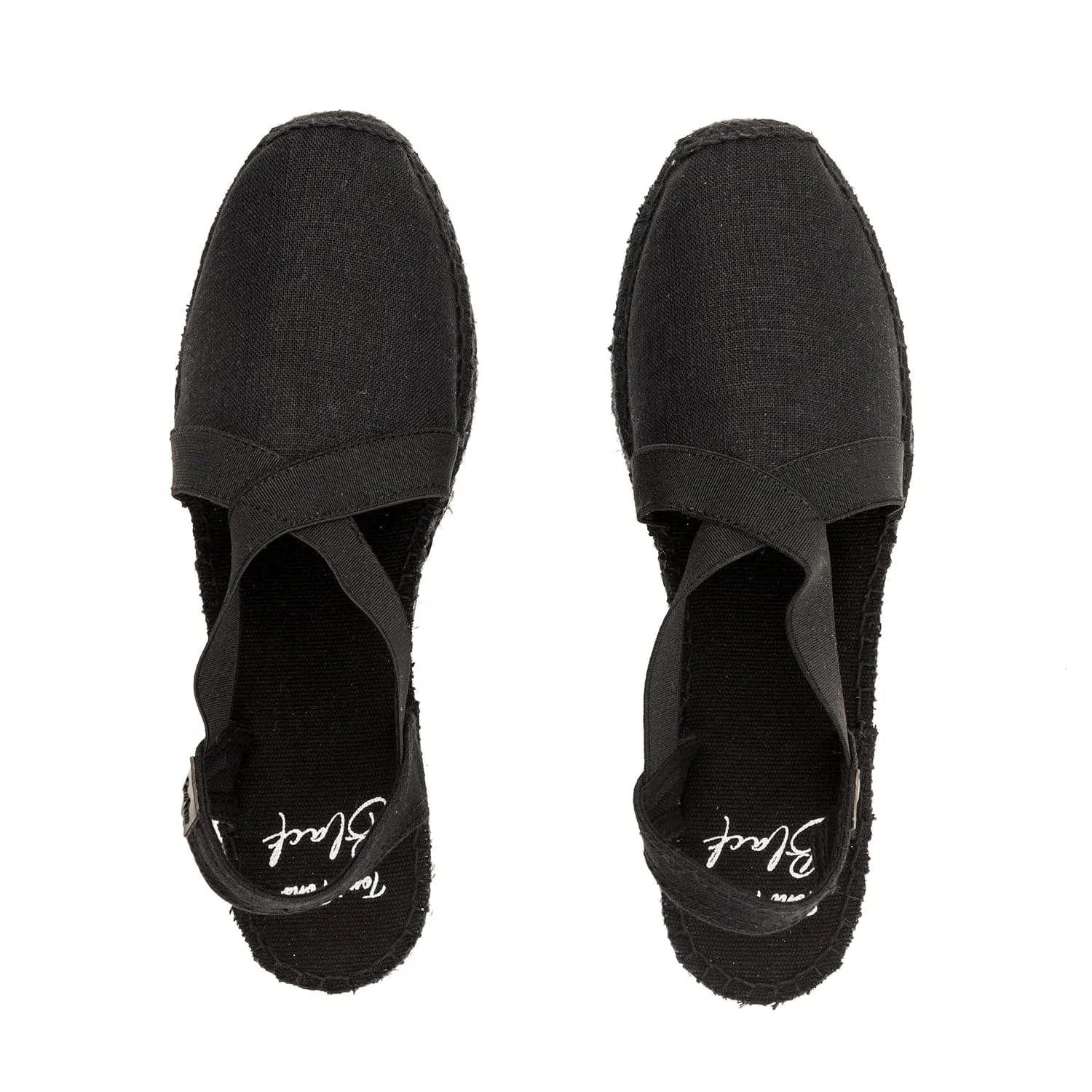 Black Linen Wedge Espadrille for Women - Verona-BK all