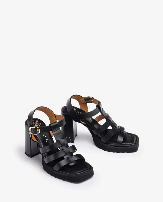 Block Heel Sandals, Black