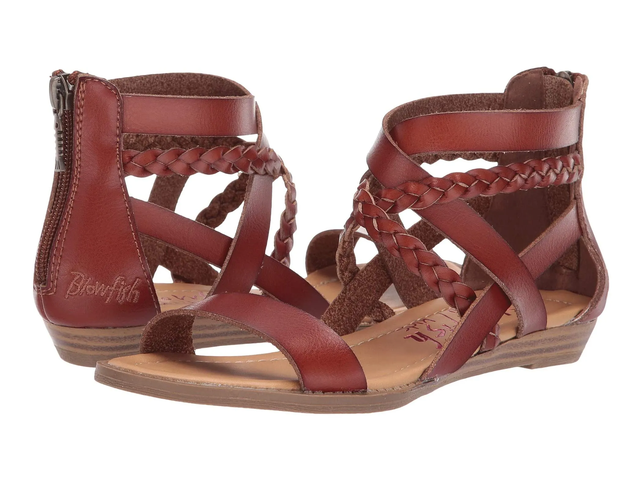 Blowfish Malibu Billa-K Scotch Dyecut Crisscrossed Zipper Closure Strap Sandals