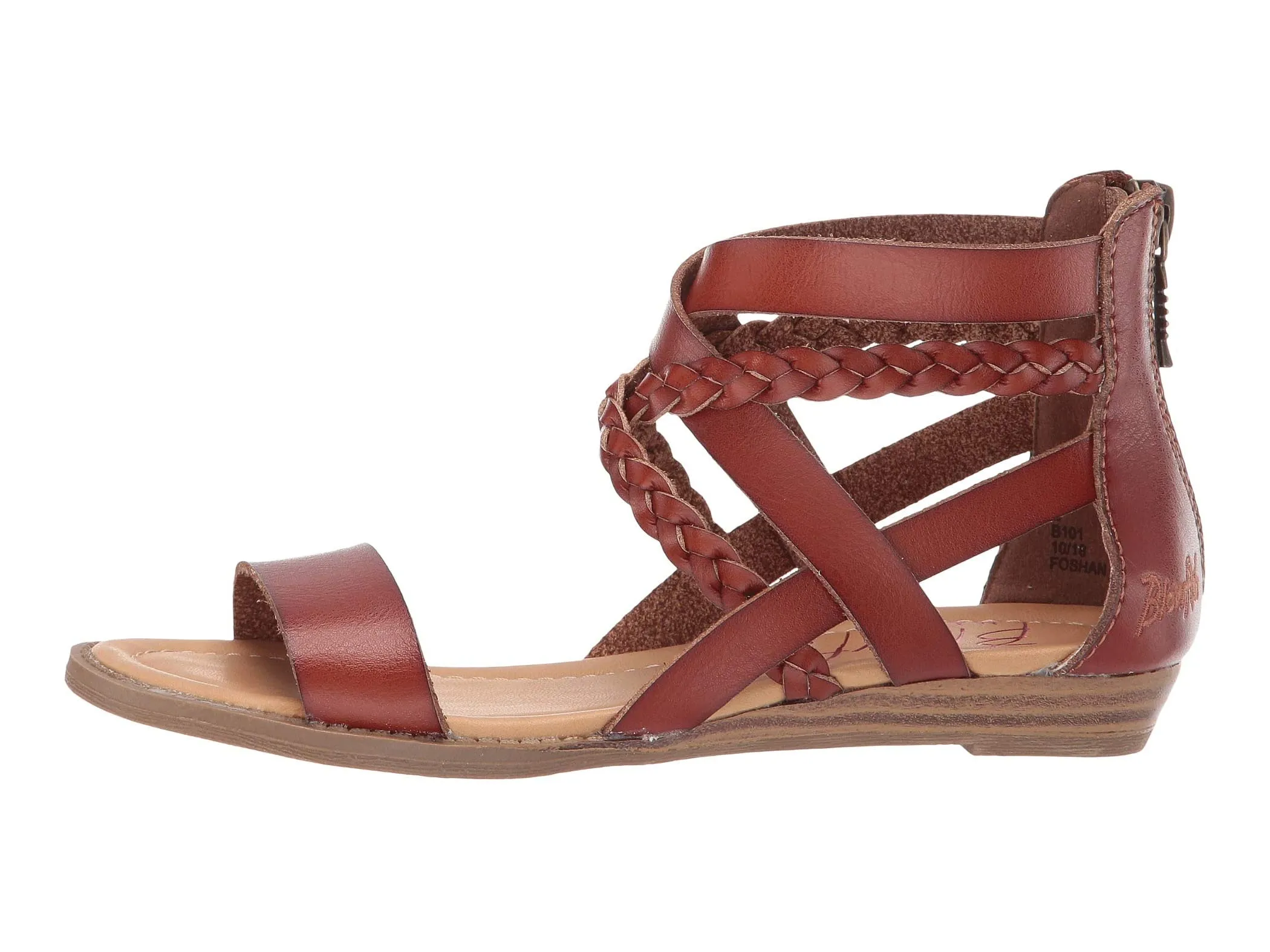 Blowfish Malibu Billa-K Scotch Dyecut Crisscrossed Zipper Closure Strap Sandals