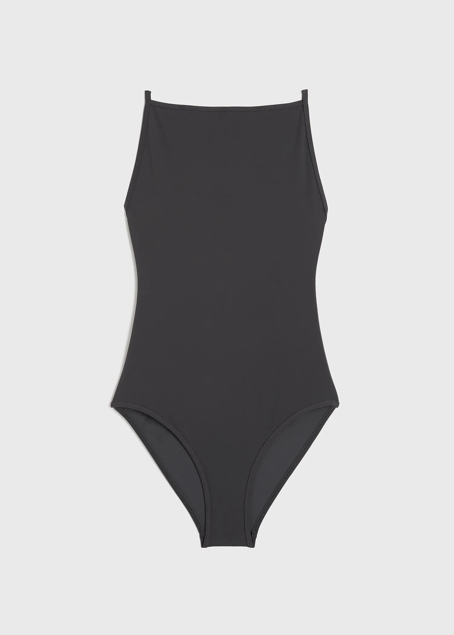 Boat-neck swimsuit anthracite