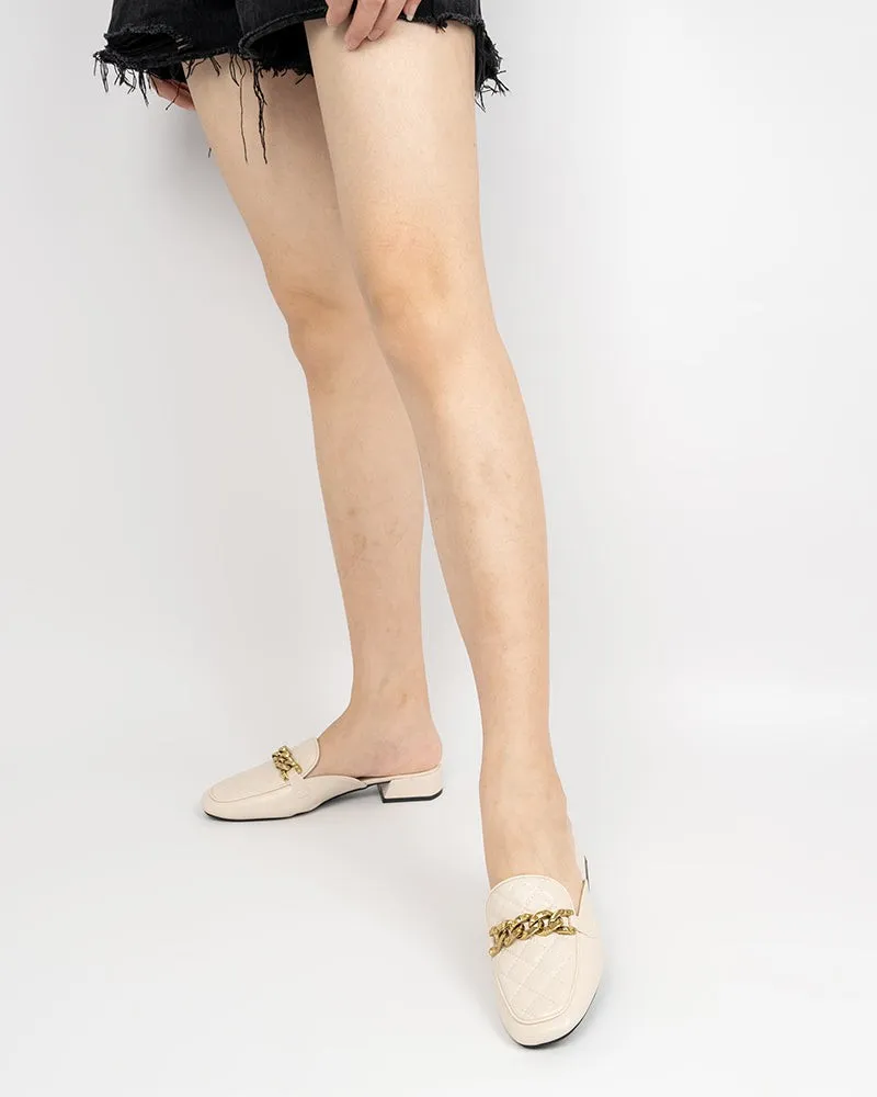 Braided Embossed Slides Backless Loafers