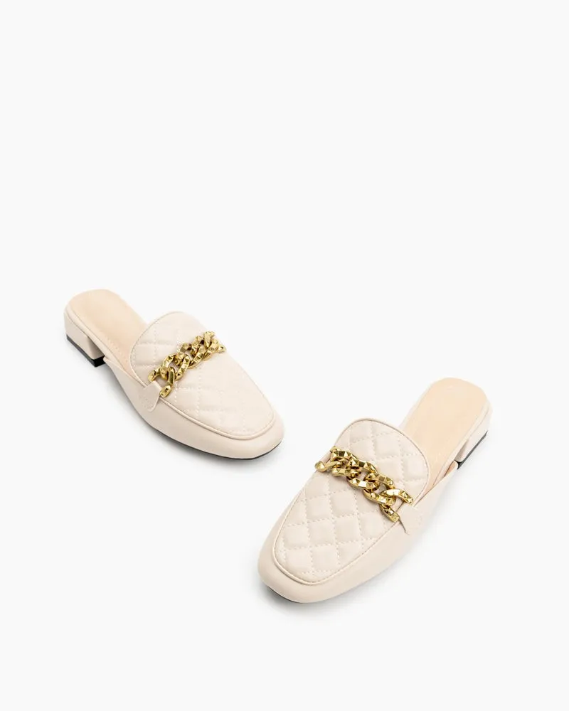 Braided Embossed Slides Backless Loafers