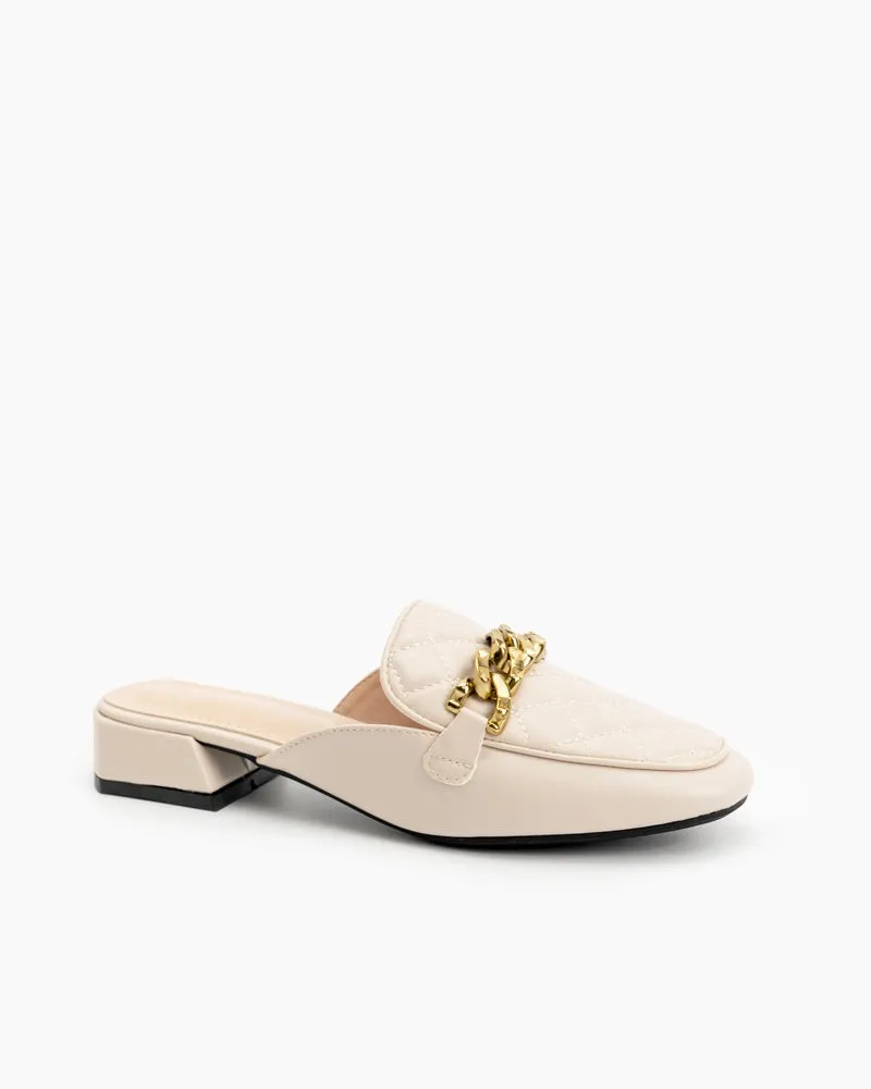 Braided Embossed Slides Backless Loafers