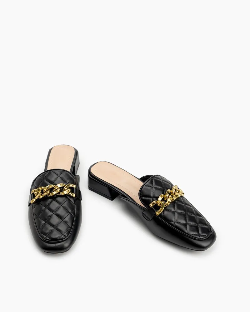 Braided Embossed Slides Backless Loafers