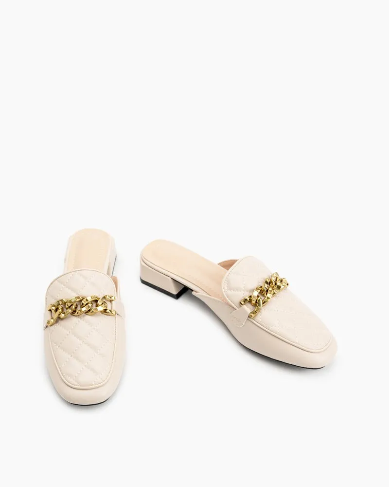 Braided Embossed Slides Backless Loafers