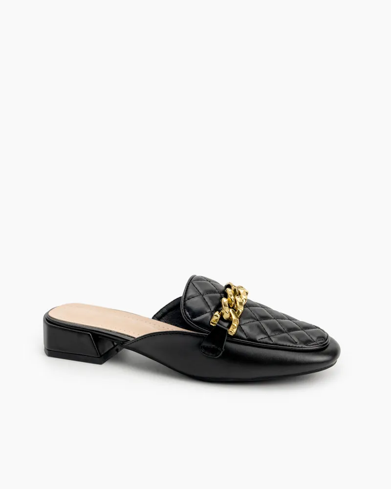 Braided Embossed Slides Backless Loafers