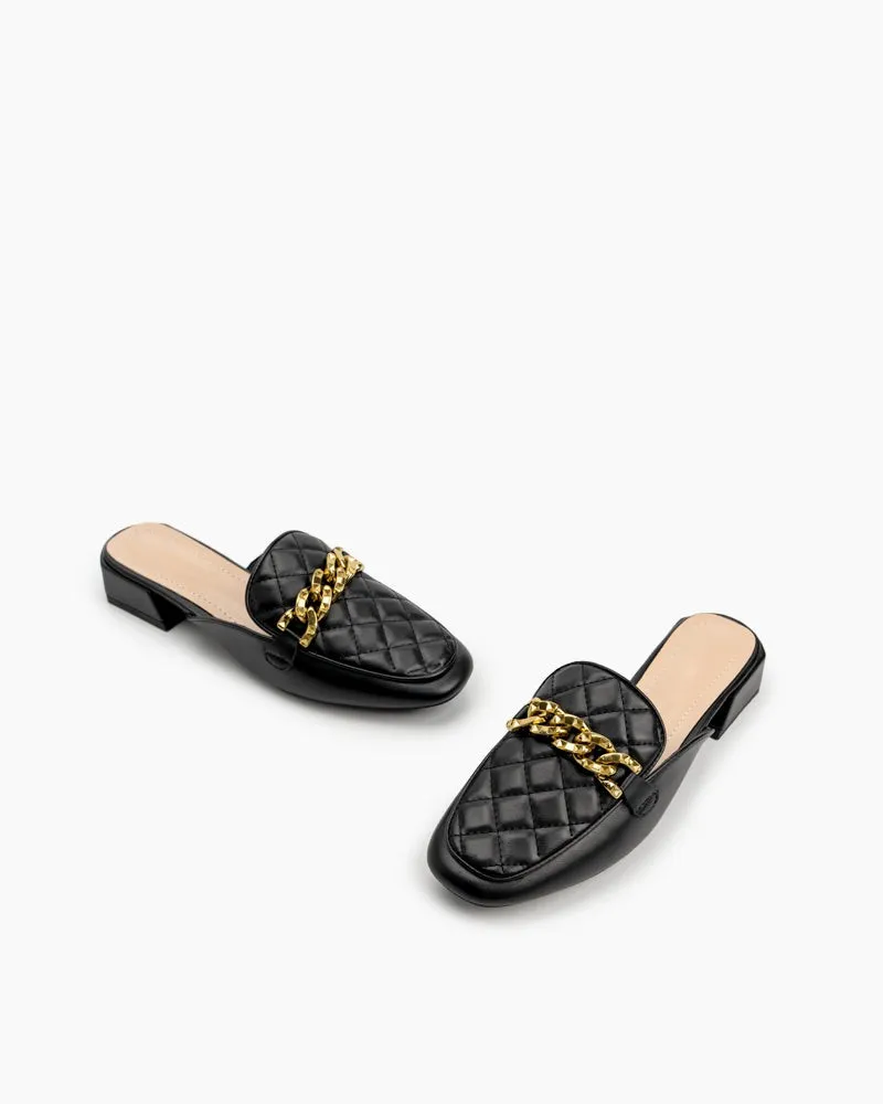 Braided Embossed Slides Backless Loafers