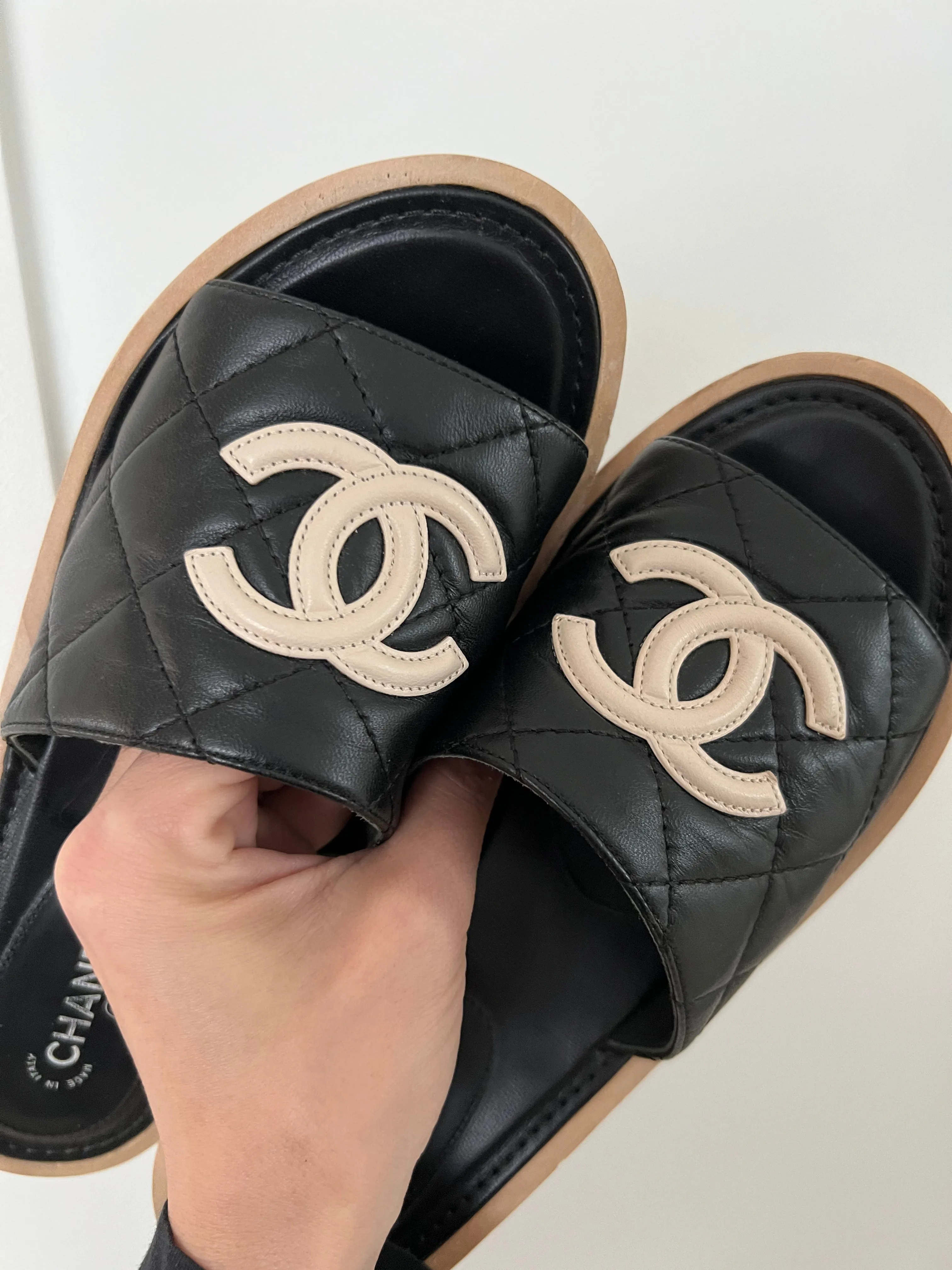 Chanel CC Wooden Slides