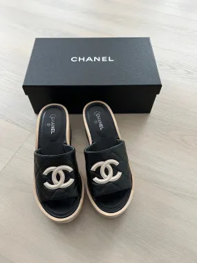 Chanel CC Wooden Slides