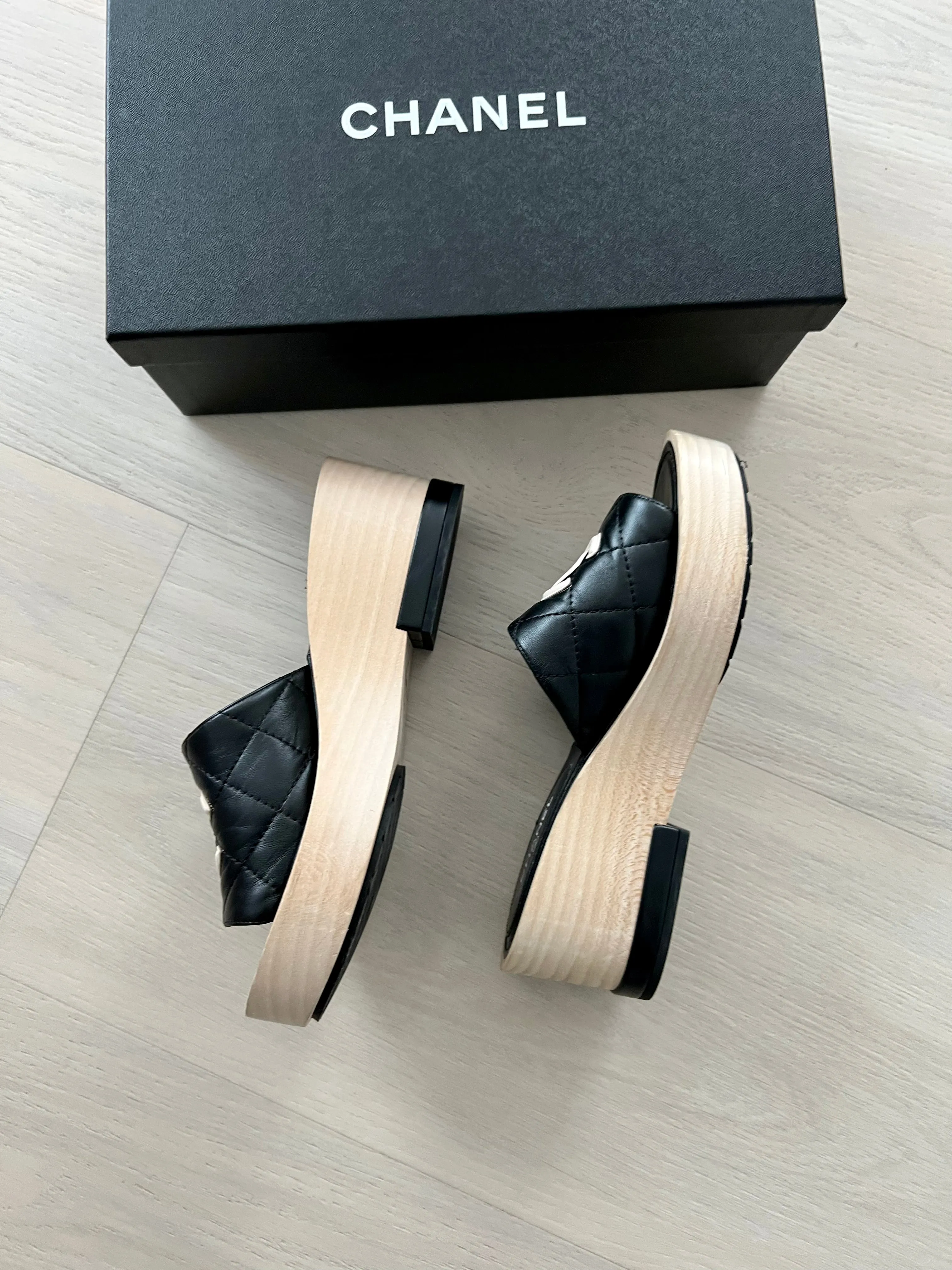 Chanel CC Wooden Slides