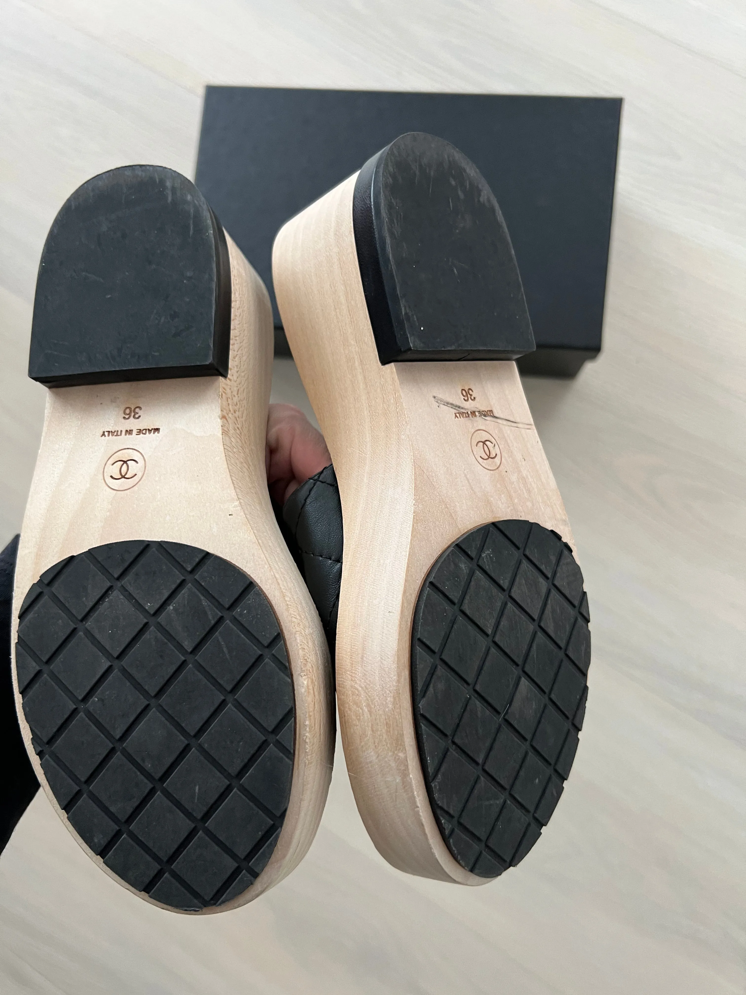 Chanel CC Wooden Slides