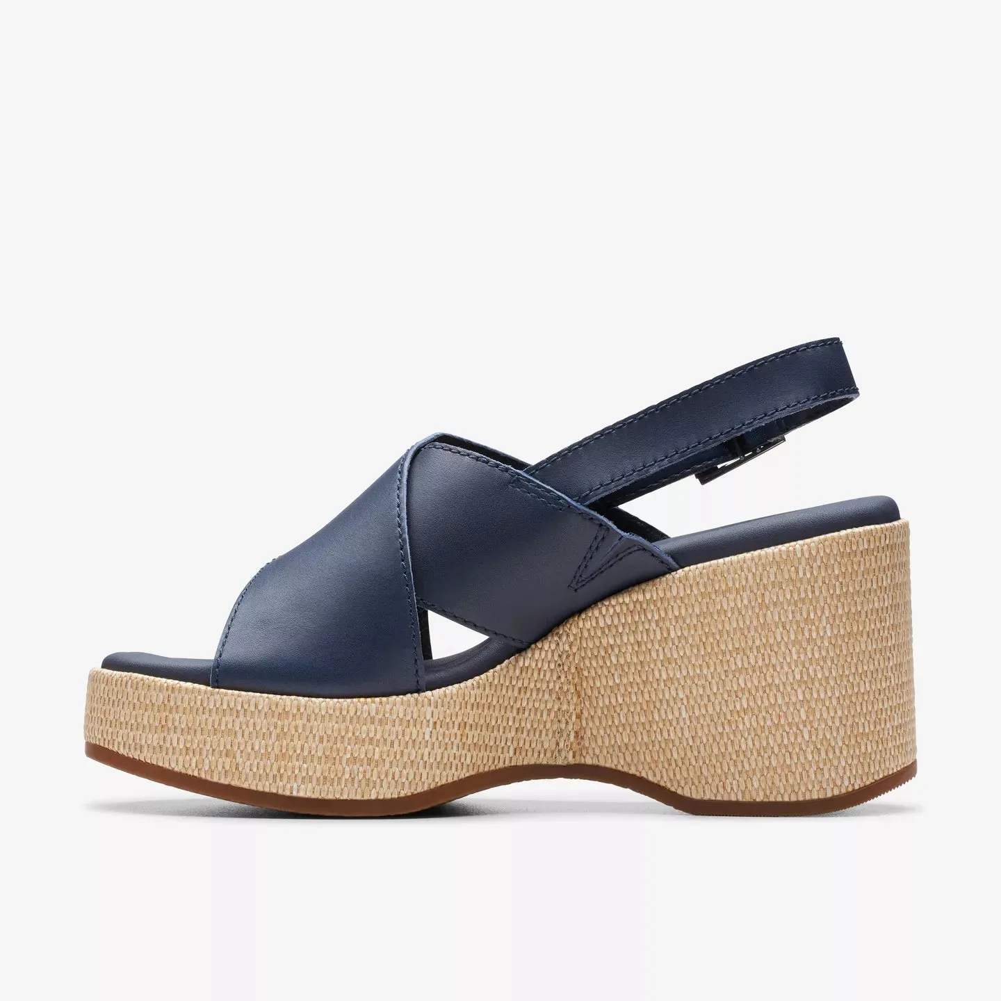 Clarks Manon Wish Navy Leather Wedge