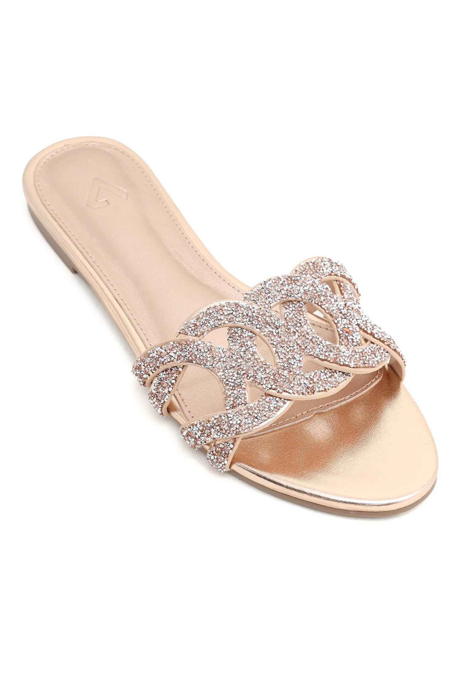 CRYSTAL GLAMOUR SLIDES-CHAMPAGNE