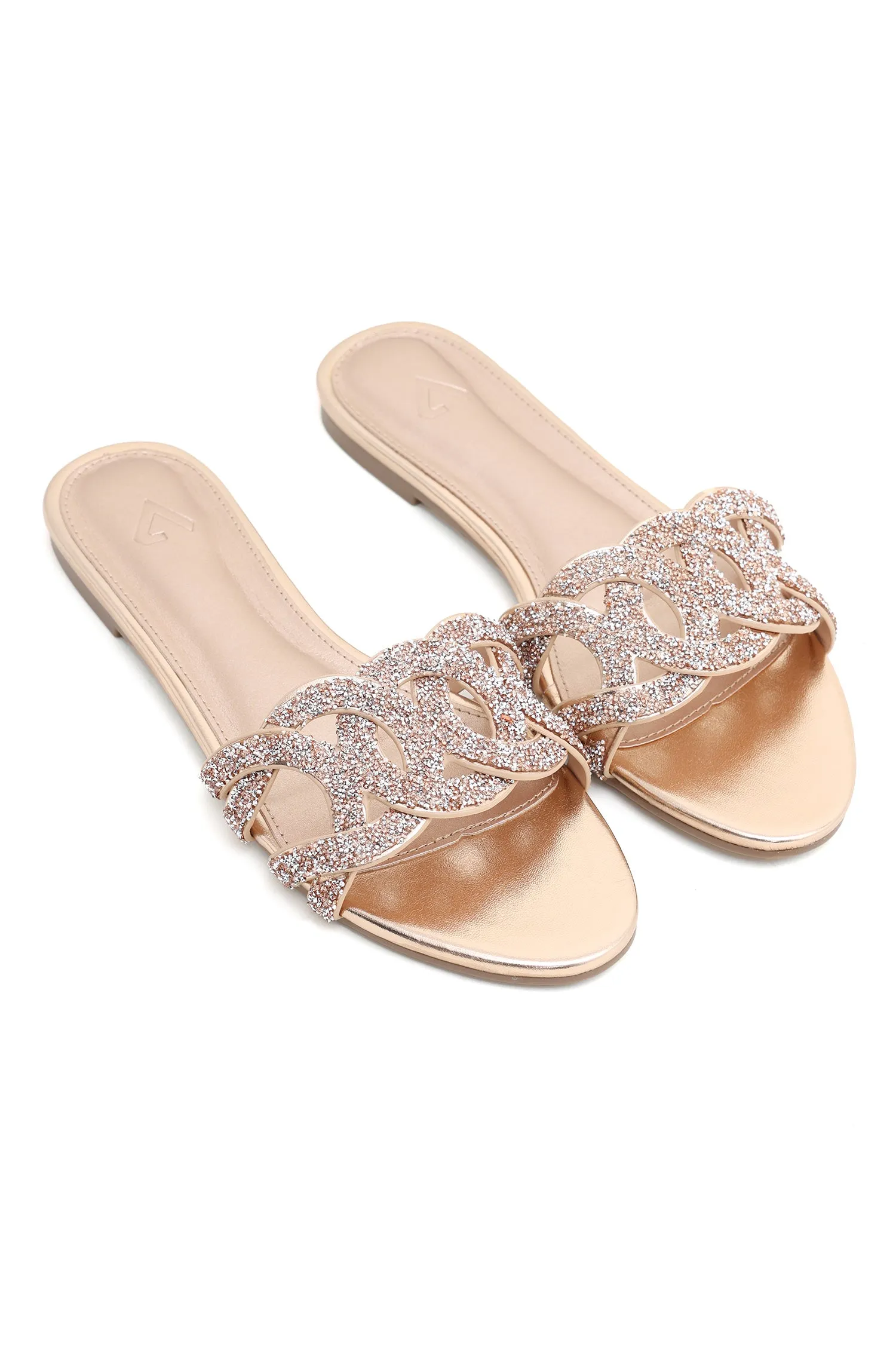 CRYSTAL GLAMOUR SLIDES-CHAMPAGNE