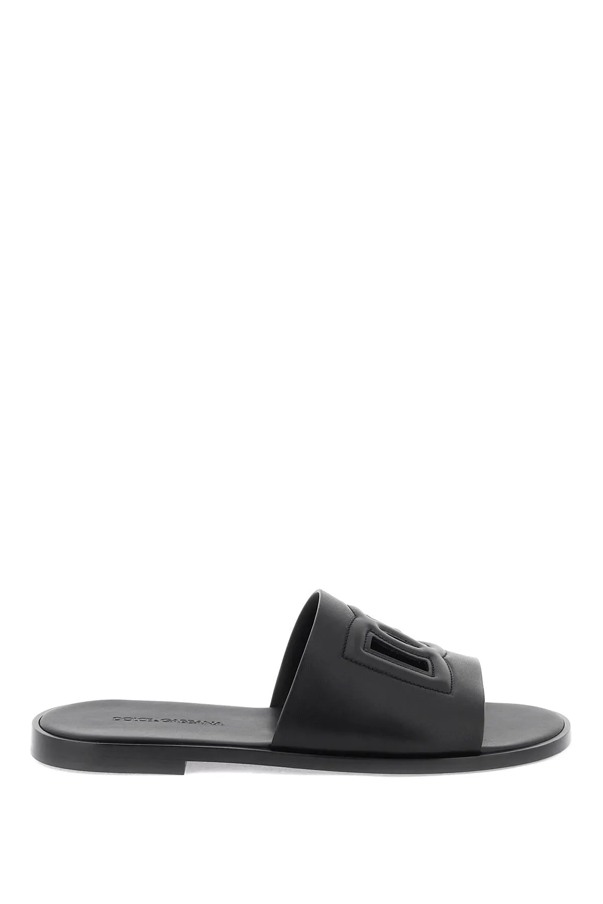 Dolce & Gabbana Leather Slides With Dg Cut-Out