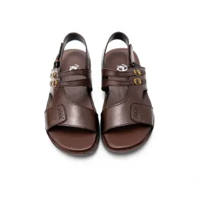 Double Buckle Brown Leather Sandals