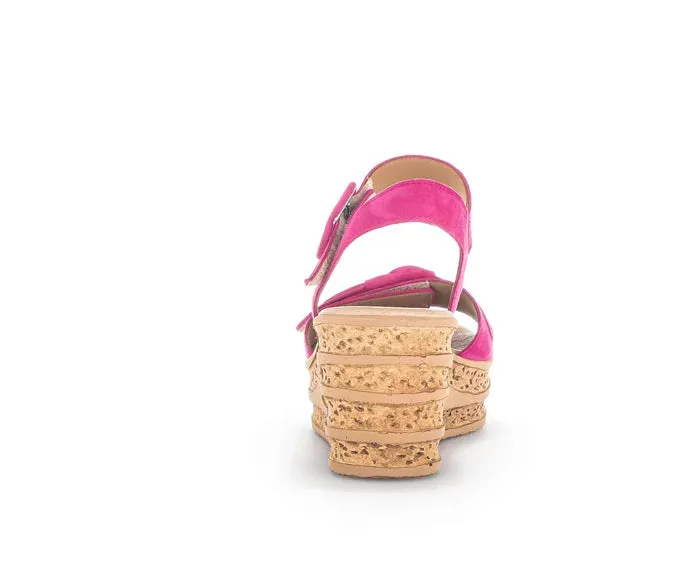 GABOR SUEDE WEDGE SANDAL- PINK 44.653.10