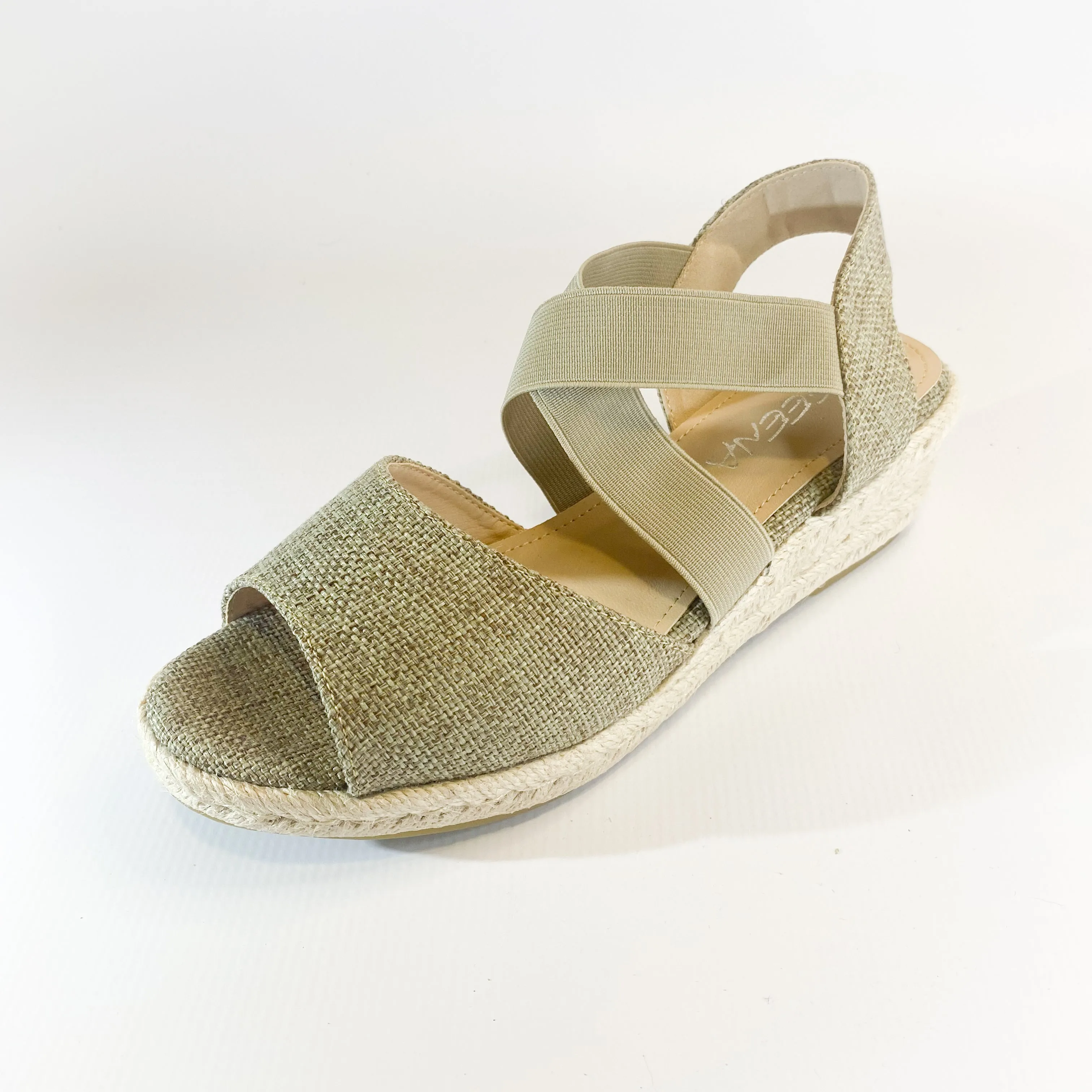 Geena taupe elasticated wedge