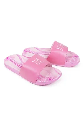 Girl's "THE BOSS" Marble Pink Pool Slides