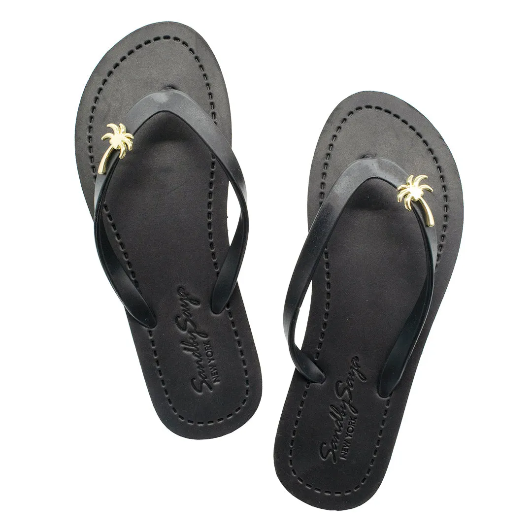 Gold Palm Tree- Studs Charm Big Kids Flip Flops Sandal