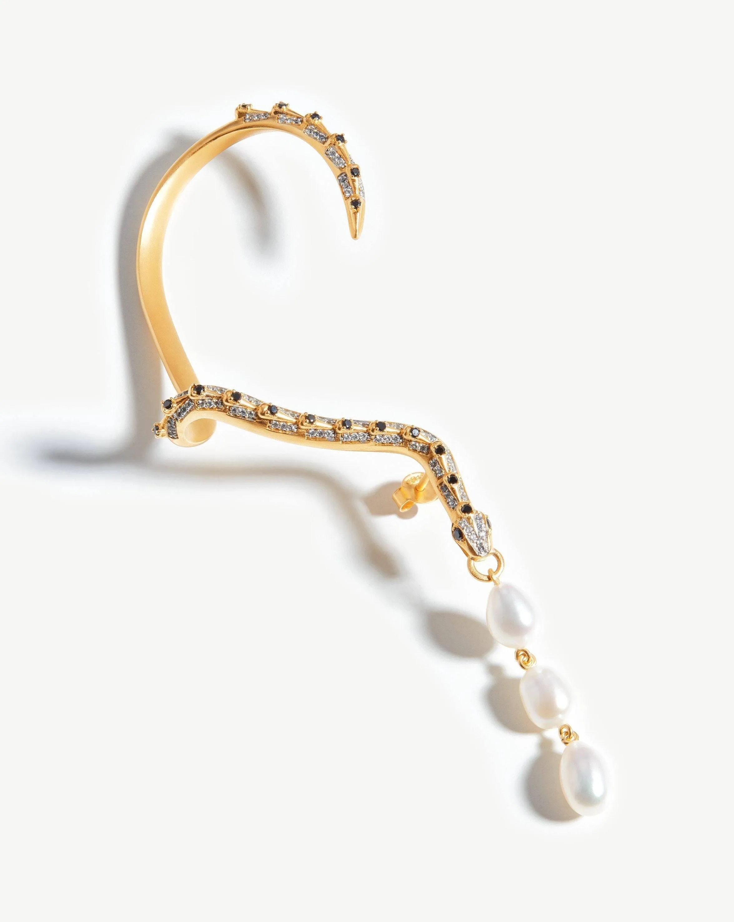 Harris Reed Pearl Serpent Ear Cuff | 18ct Gold Plated/Pearl