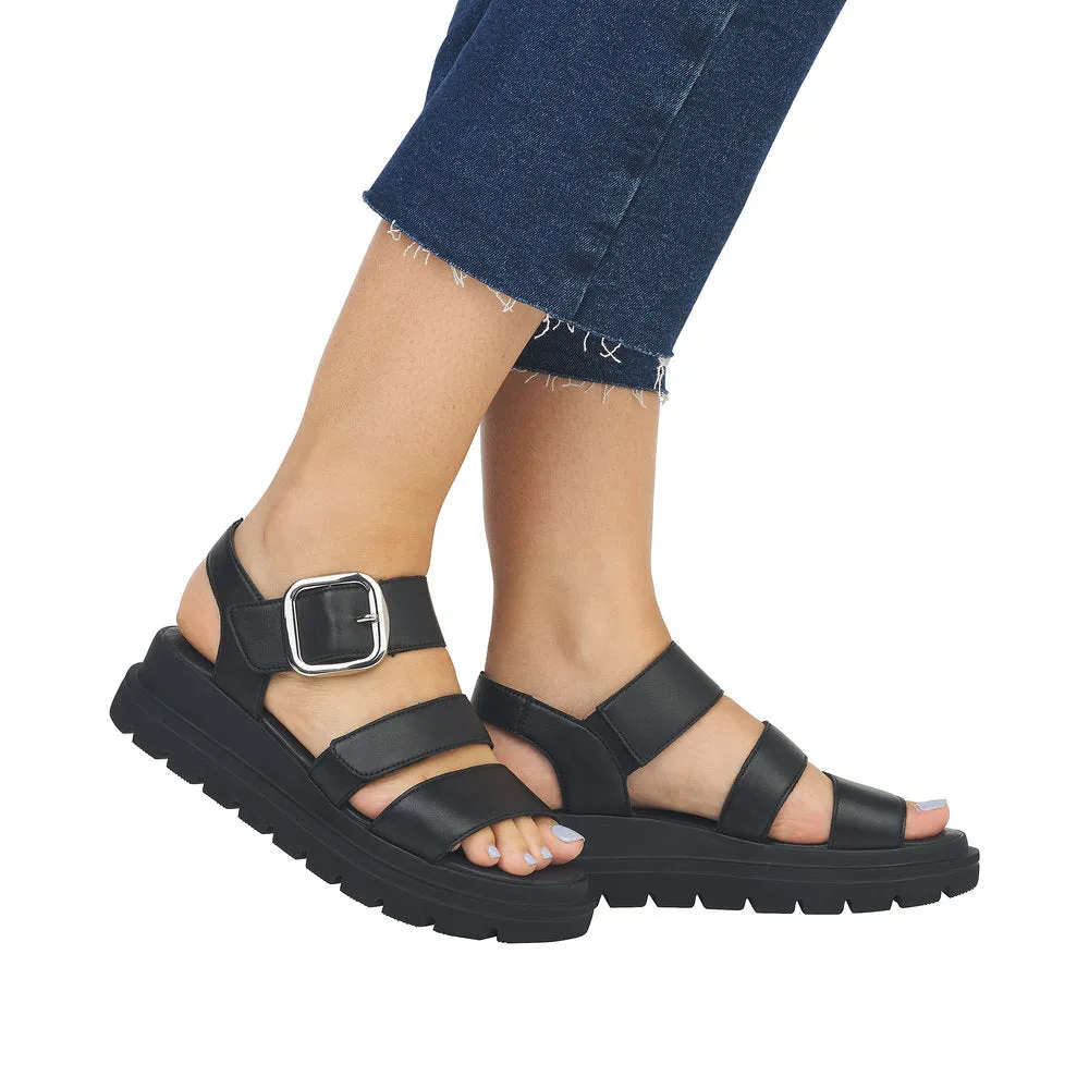 Ladies Evolution By Rieker Sandals Black Chunky Platform W1650-00 sale