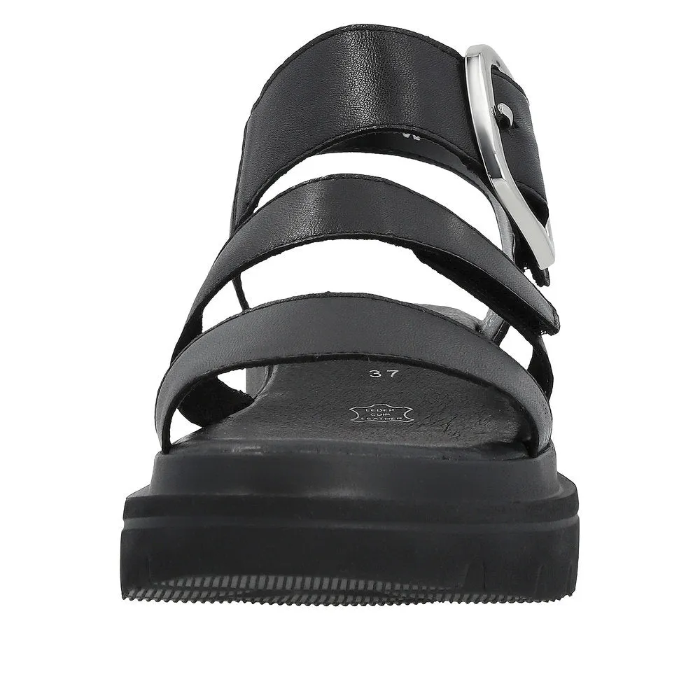 Ladies Evolution By Rieker Sandals Black Chunky Platform W1650-00 sale