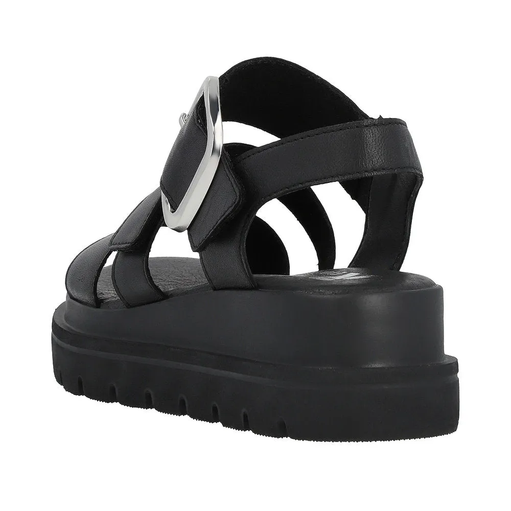 Ladies Evolution By Rieker Sandals Black Chunky Platform W1650-00 sale