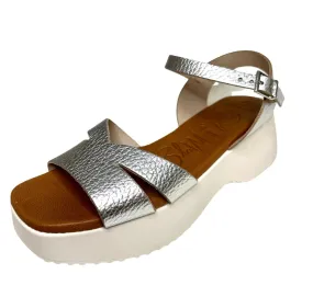 Leather Platform Sandals, Silver