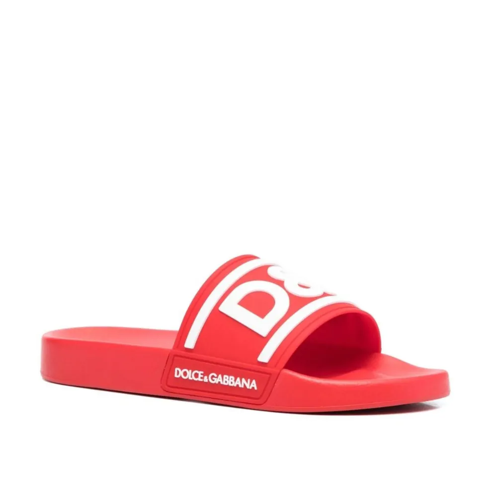 Logo-print detail pool slides