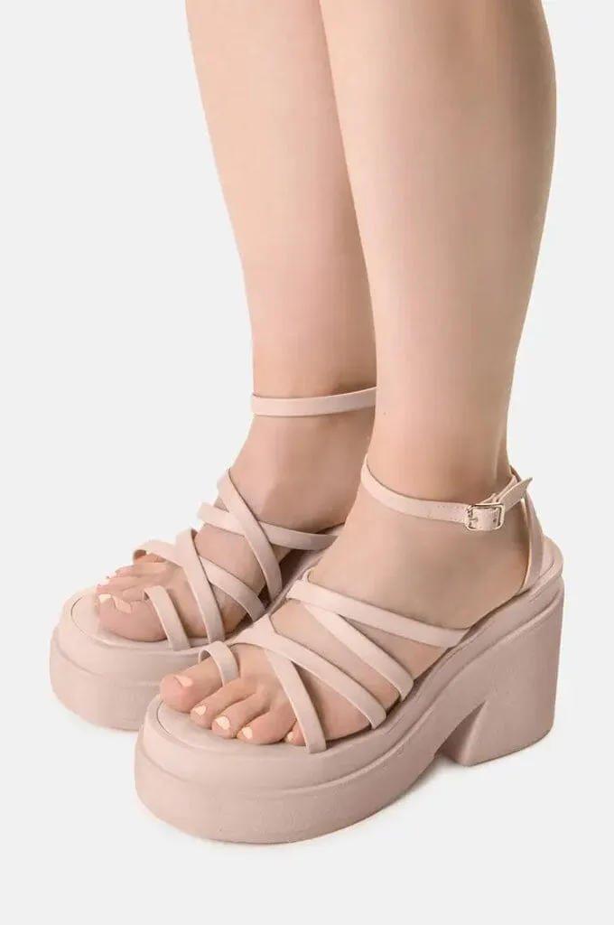 Lucy Pink Platform Recycled Sandals [Last size 10]