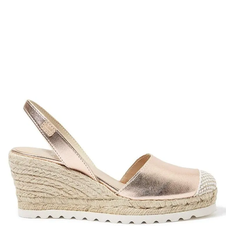 Metallic Closed Toe Leather Menorcan Espadrille For Women - Frida Micro 1924