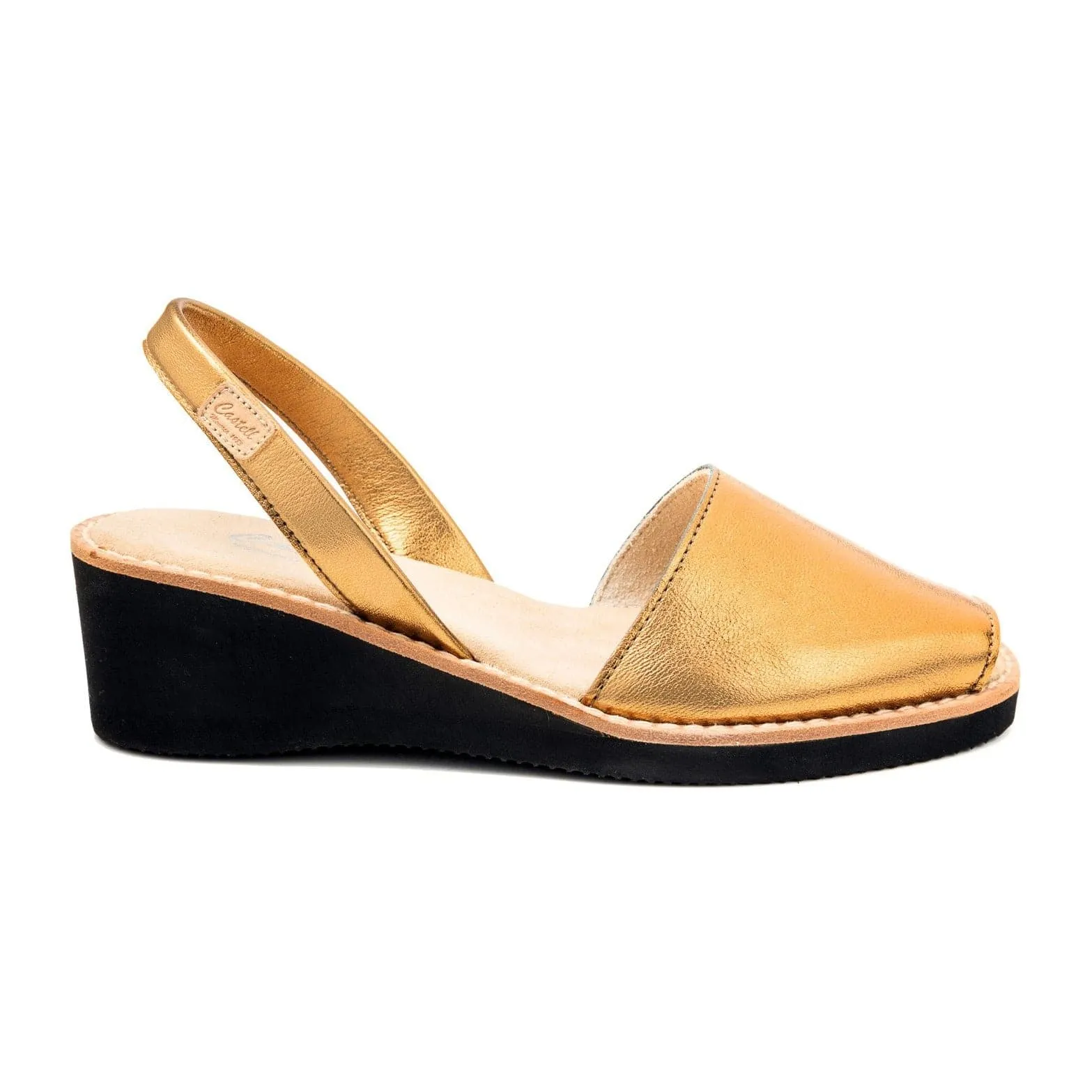 Metallic Leather Menorcan Wedge With Open Toe For Women  - Kia 1390