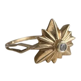 P R E - L O V E D // atomic burst / 14k yellow gold and diamond starburst ring / size 7.75 to 8