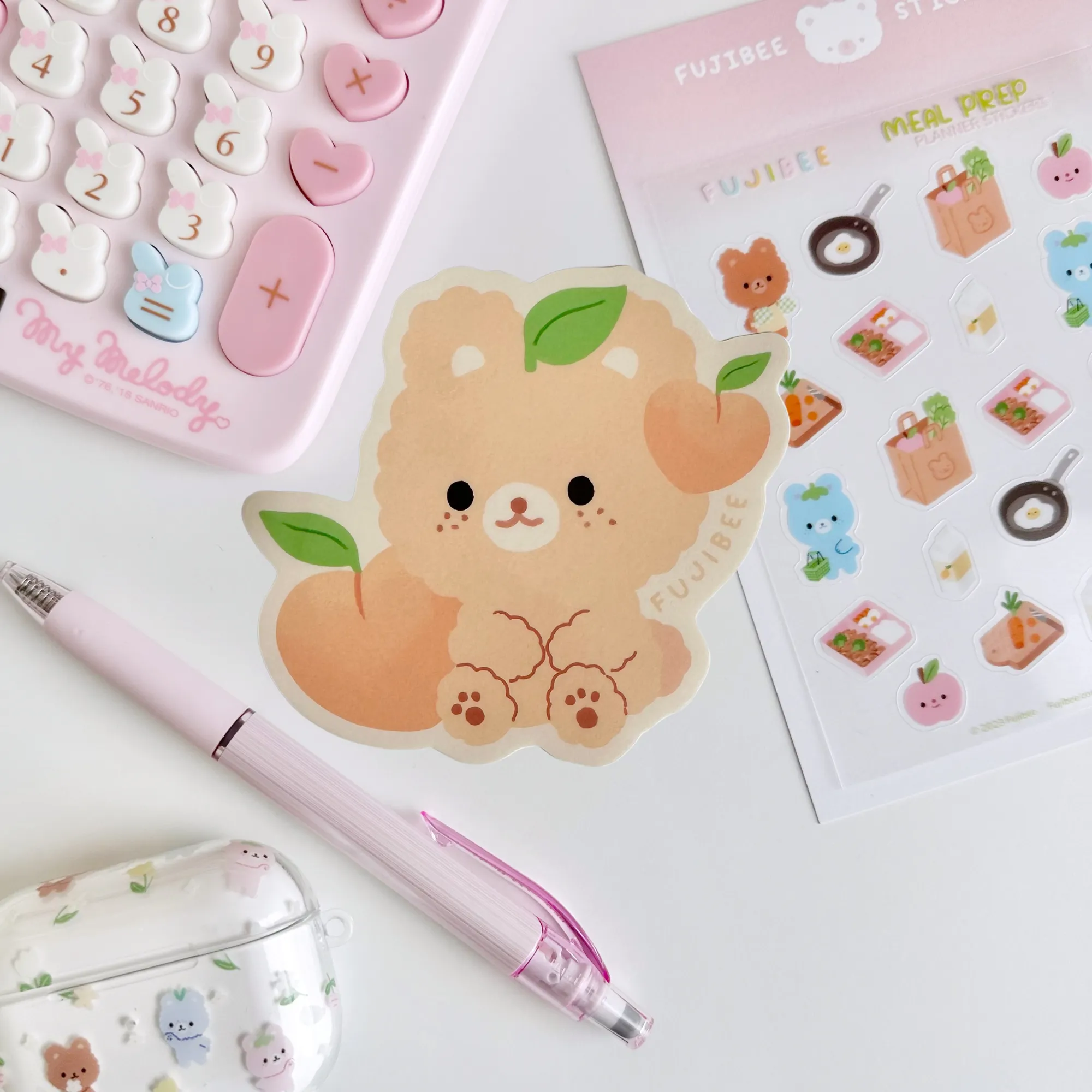 Peach Bear Vinyl Sticker