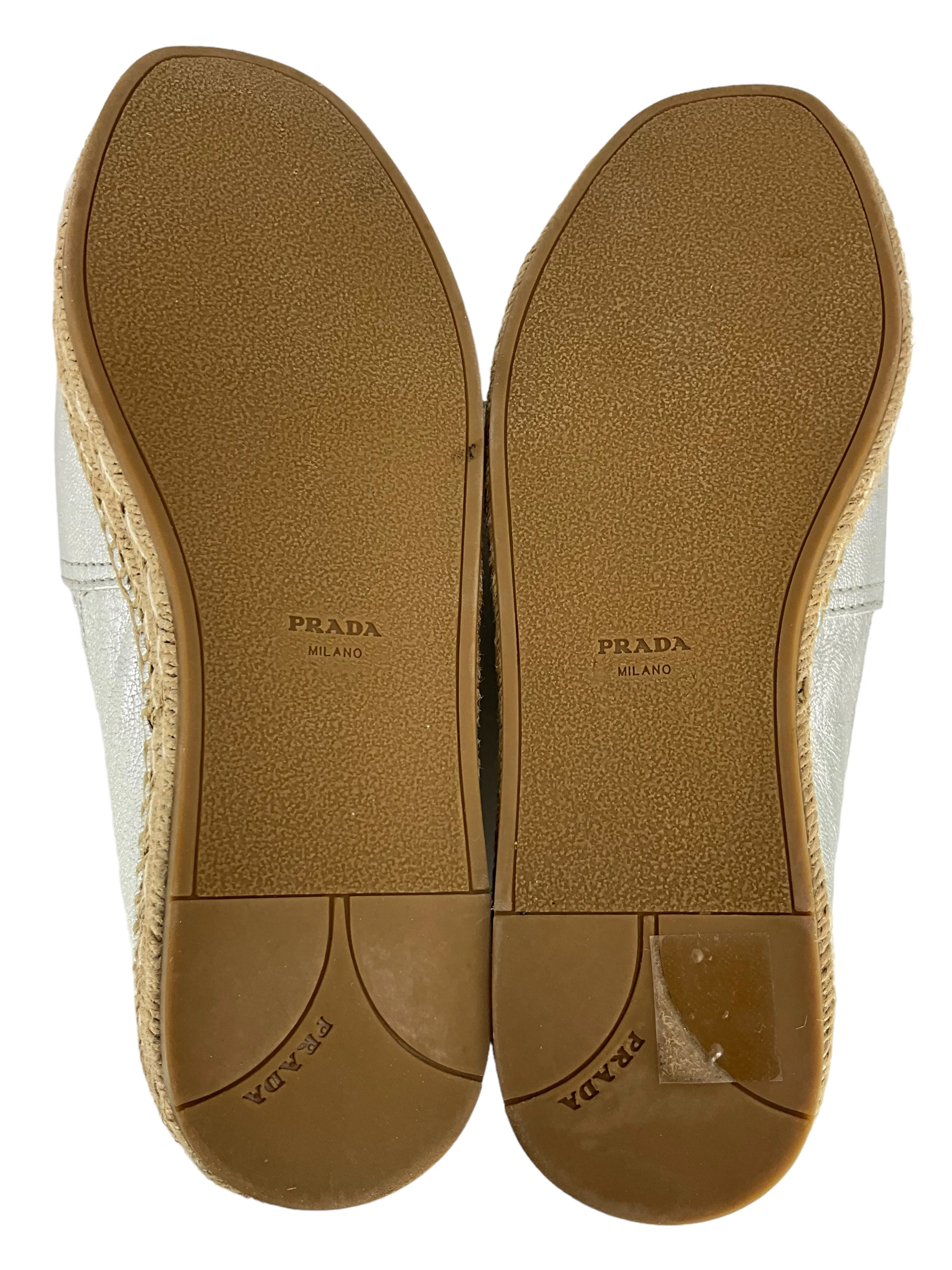 PRADA Metallic Double-Sole Espadrille Sandals Size 8