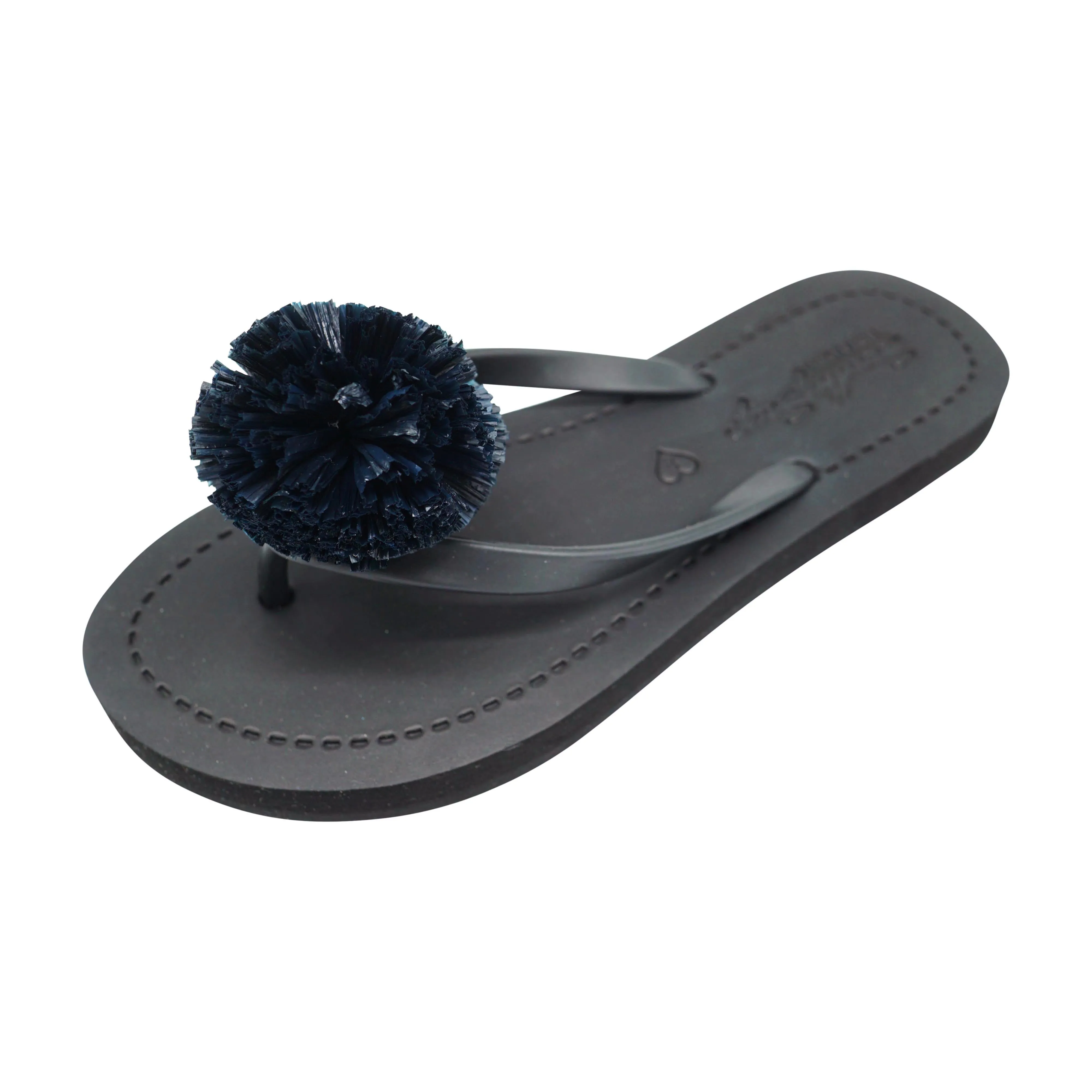 Raffia Pom Pom - Flat Flip Flops Sandal