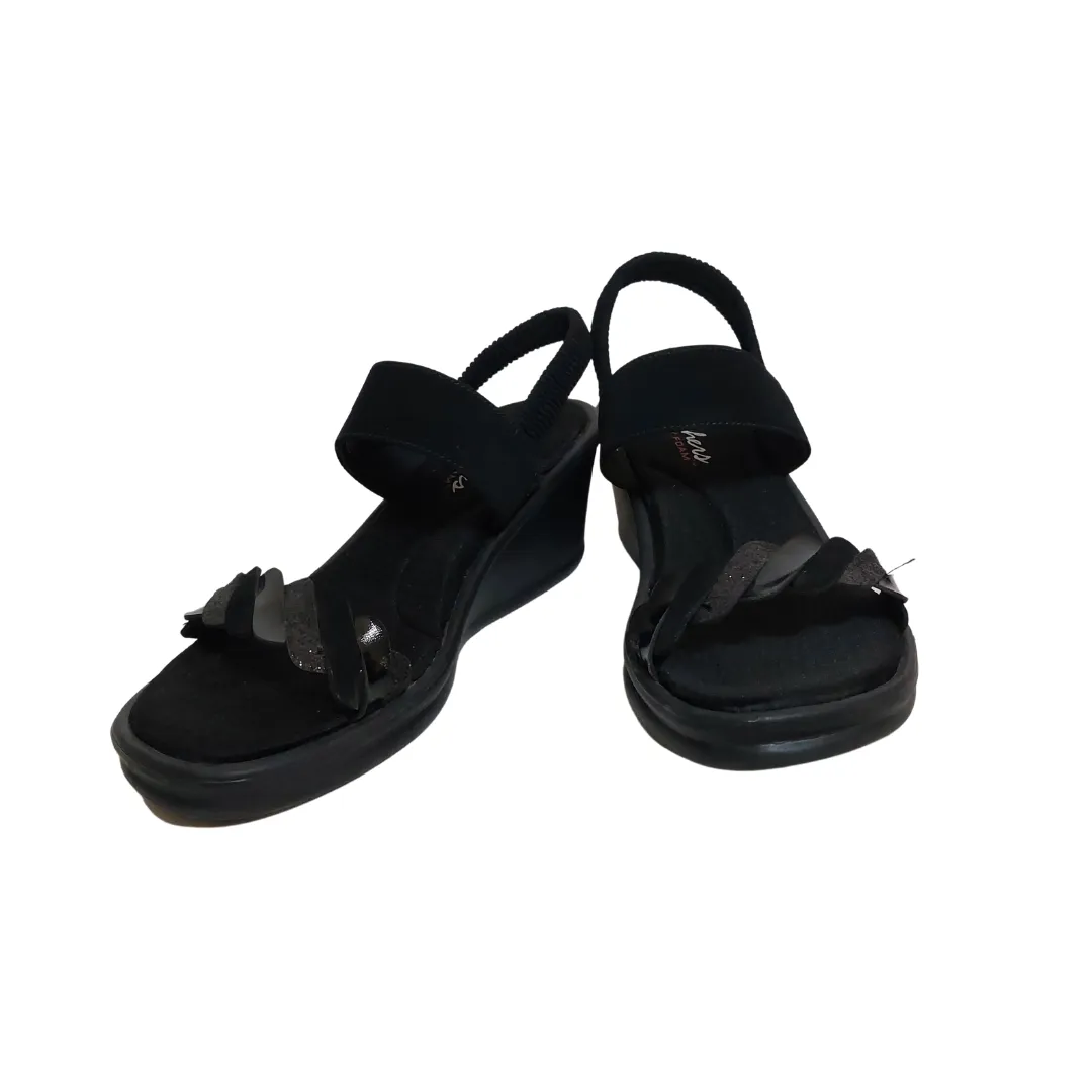 Skechers Black Memory Foam Wedge Sandals | Gently Used |