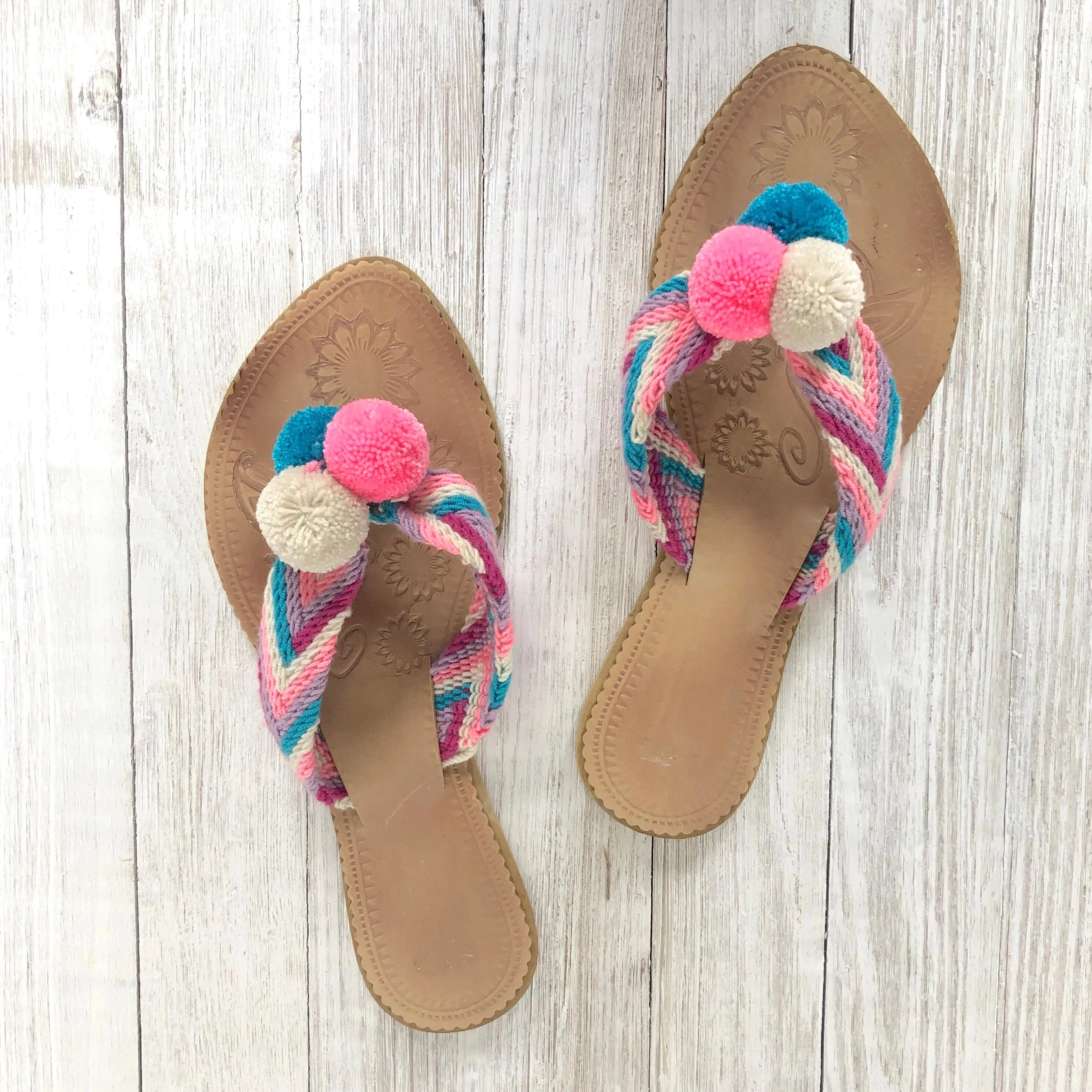 Spring Lover Pom Pom Sandals - Summer Flip Flops