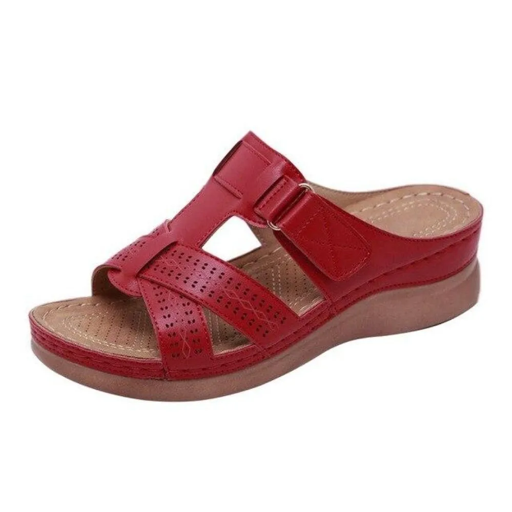 Stitching Open Toe Platform Wedge Sandals