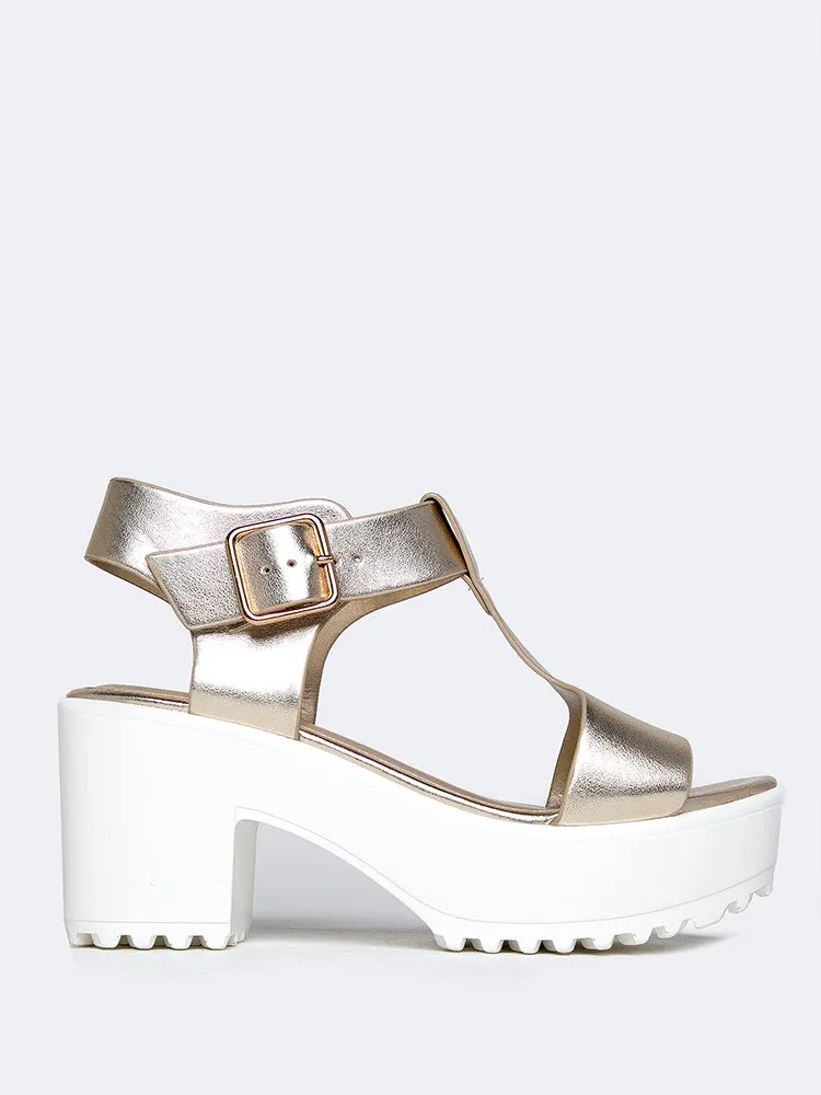 T Strap Platform Sandals