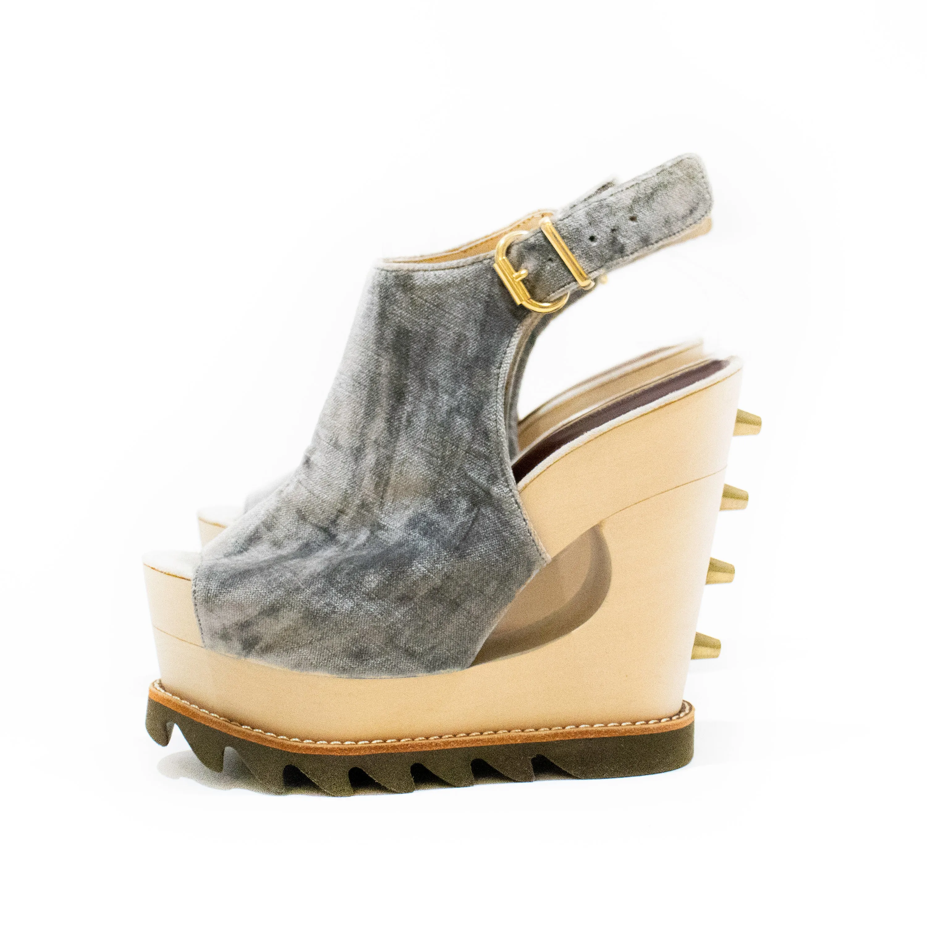 Undercover Velvet Stud Wedge Sandal 6